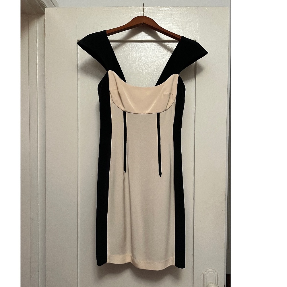 Jay Godfrey Silk Color Block Knee-Length Cocktail Dress